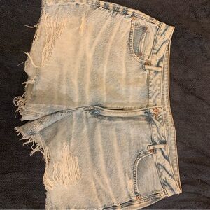 American Eagle Outfitters Light Blue Frayed Jean Shorts